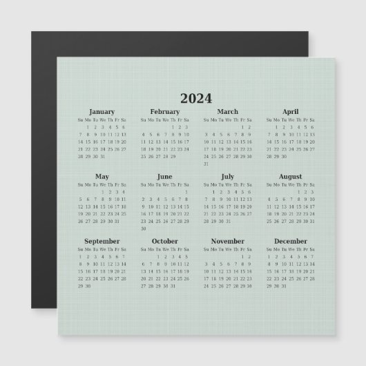2024 Maandelijkse Agenda Groene Linen Backdrop Mag (Voorkant / Achterkant)