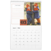 2024 Maandelijkse foto en moderne notities sectie Kalender (Mar 2026)