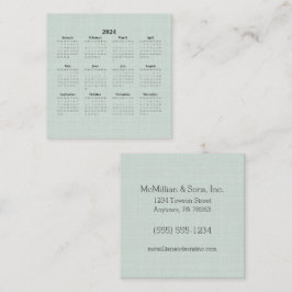 2024 Maandelijkse kalender Groene Linen Aangepast Vierkante Visitekaartje