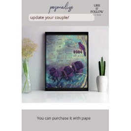 2024 Maandkalender Paarse Rozen Poster