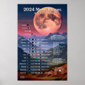 2024 Maanfasen Astronomiekalender Poster (Voorkant)