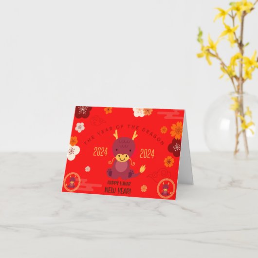 2024 Maanjaar - Dragon Kaart (Gele Bloem)