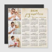 2024 Magnetic Fridge Calendar Custom Photo Beige (Voorkant / Achterkant)