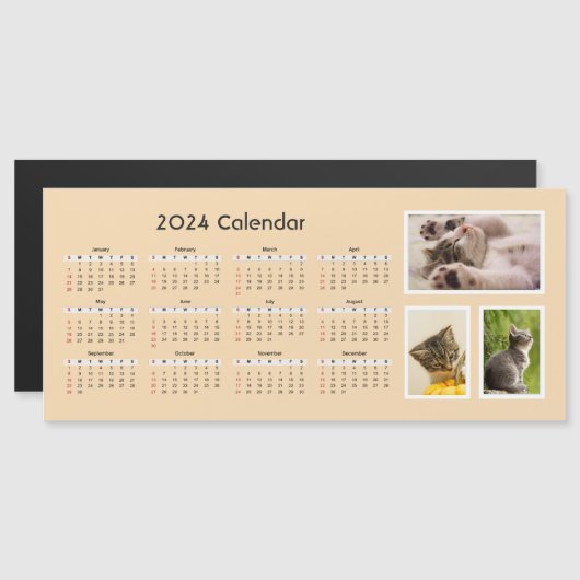 2024 magnetische kalender aangepaste foto (Voorkant / Achterkant)