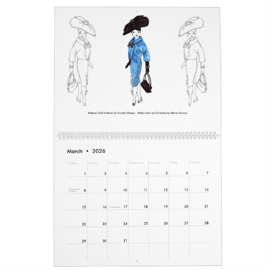 2024 Matisse Doll Mode Illustratiekalender Kalender (Mar 2026)