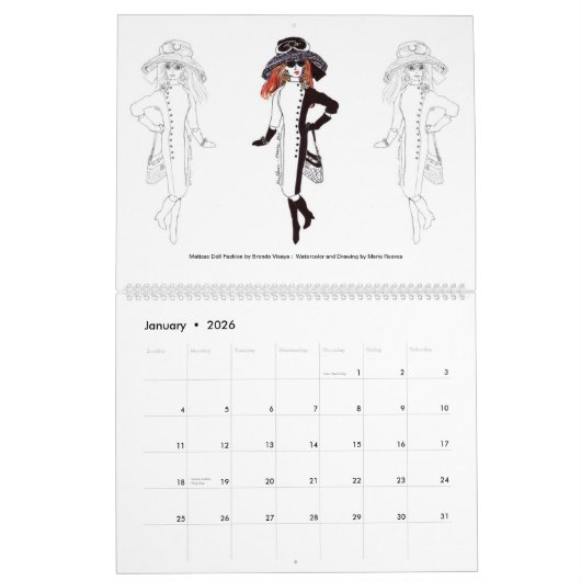 2024 Matisse Doll Mode Illustratiekalender Kalender (Jan 2026)