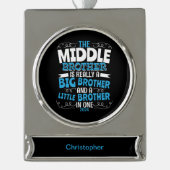 2024 Middenbroer - Nieuwe Big Brother Verzilverd Banner Ornament (Voorkant)