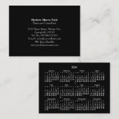 2024 Mini POCKET Kalender Zondag Start Zwart Visitekaartje (Voorkant / Achterkant)