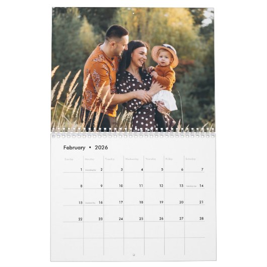 2024 Minimal Arch familie foto's Stijlvolle Sjablo Kalender (Feb 2026)