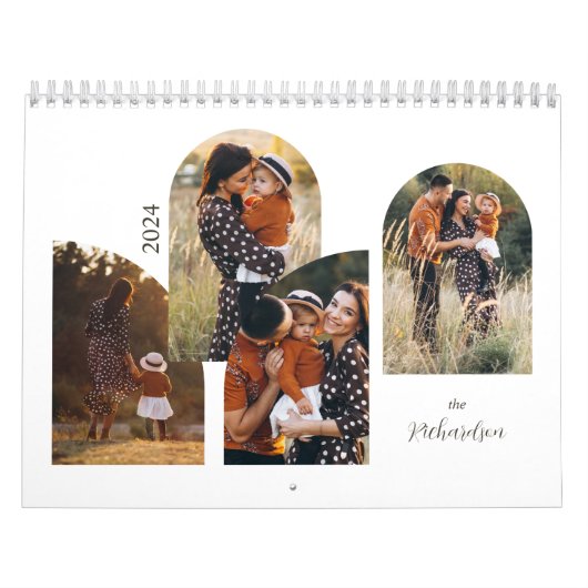 2024 Minimal Arch familie foto's Stijlvolle Sjablo Kalender (Hoes)