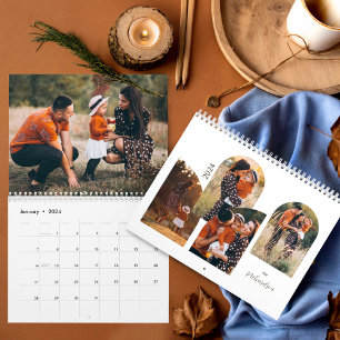 2024 Minimal Arch familie foto's Stijlvolle Sjablo Kalender