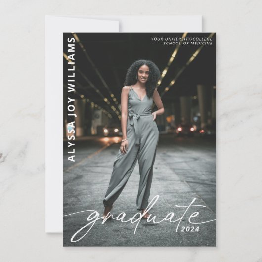 2024 Minimalistisch Script College Afstuderen Foto Aankondiging (Voorkant)