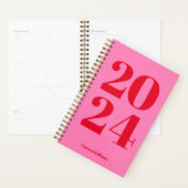 2024 Modern Bold Red - Hot Pink Typography Planner (Display)