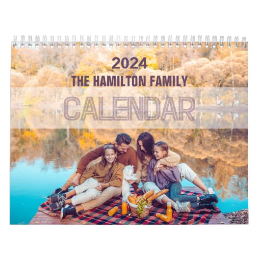 2024 moderne aangepaste familie foto Creëer uw eig Kalender (Hoes)