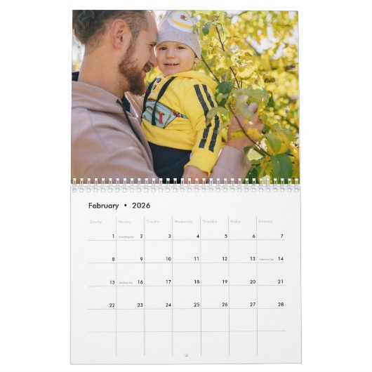 2024 Moderne aangepaste foto Creëer Uw eigen famil Kalender (Feb 2026)