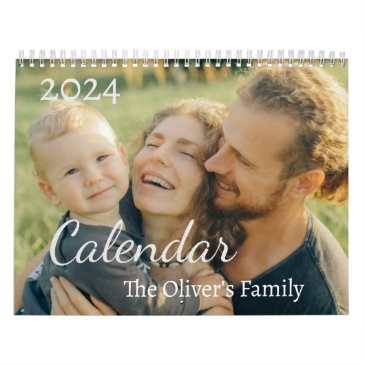 2024 Moderne aangepaste foto Creëer Uw eigen famil Kalender (Hoes)