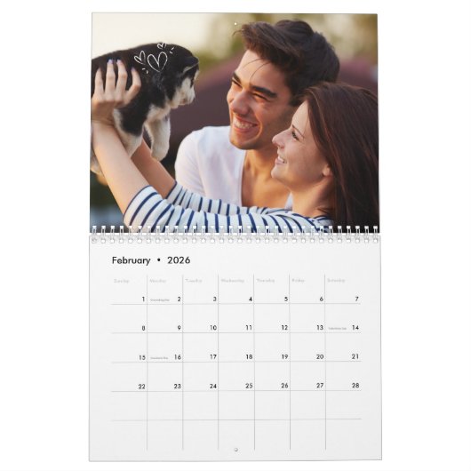 2024 Moderne aangepaste foto Creëer Uw eigen famil Kalender (Feb 2026)