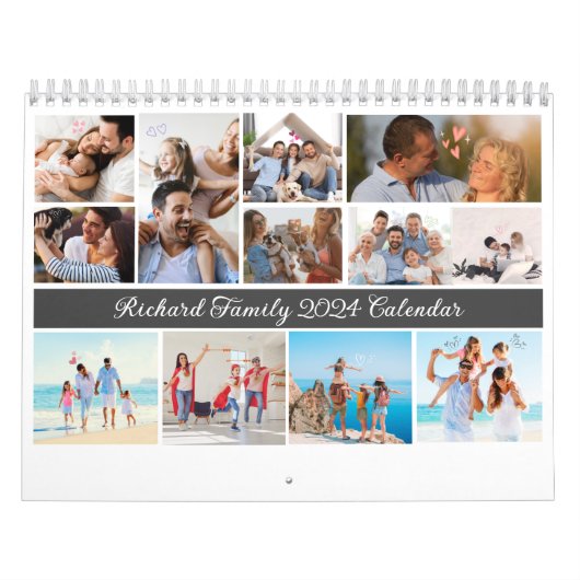 2024 Moderne aangepaste foto Creëer Uw eigen famil Kalender (Hoes)