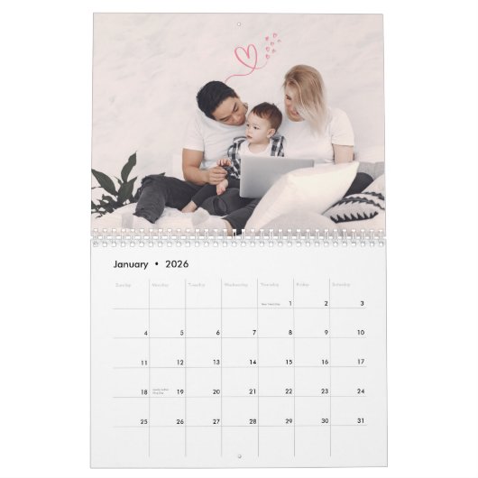 2024 Moderne aangepaste foto Creëer Uw eigen famil Kalender (Jan 2026)