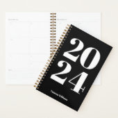 2024 Moderne Bold Zwart & Wit Typografie Planner (Display)