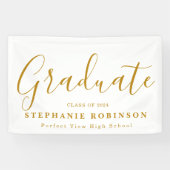 2024 Moderne Gouden Script Afstudeerfeest Spandoek (Horizontaal)