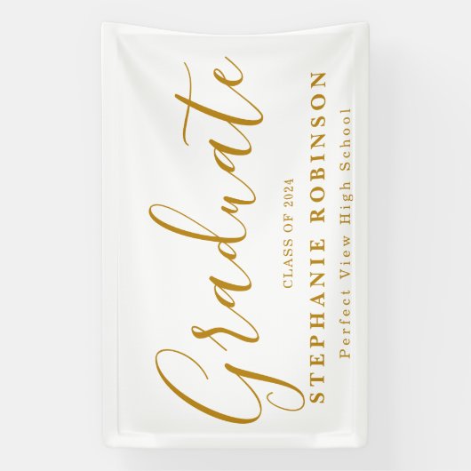2024 Moderne Gouden Script Afstudeerfeest Spandoek (Verticaal)