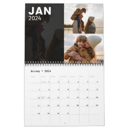 2024 Moderne Grijze Familie Fotokalender Kalender