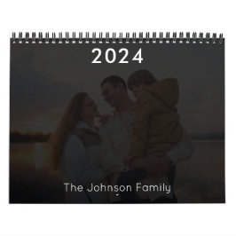 2024 Moderne Grijze Familie Fotokalender Kalender