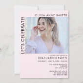 2024 Moderne minimale fotoafstudeerfeest Invitat Kaart (Achterkant)