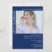 2024 Moderne minimale fotoafstudeerfeest Invitat Kaart (Achterkant)