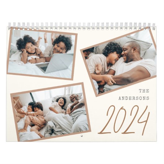 2024 Moderne minimalistische Boho familie fotocoll Kalender (Hoes)