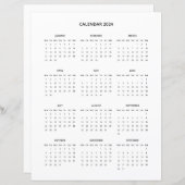 2024 Moderne minimalistische printbare kalender in (Voorkant / Achterkant)