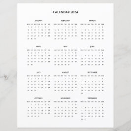 2024 Moderne minimalistische printbare kalender in