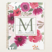 2024 Monogram Waterverf Bloemenweekblad Maandelijk Planner (Voorkant)