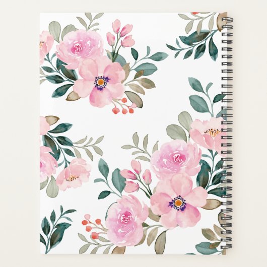2024 Monogram Waterverf Bloemenweekblad Maandelijk Planner (Achterkant)
