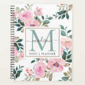 2024 Monogram Waterverf Bloemenweekblad Maandelijk Planner (Voorkant)