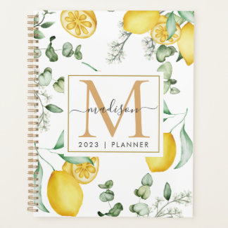 2024 Monogram Waterverf Citroenenbladpatroon Planner