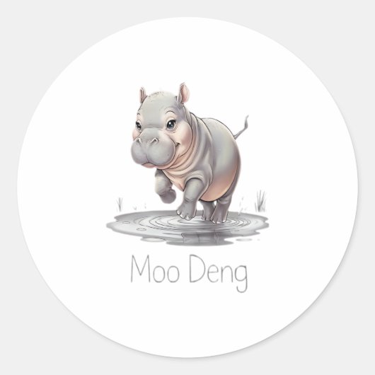 2024 Moo Deng Ronde Sticker (Voorkant)