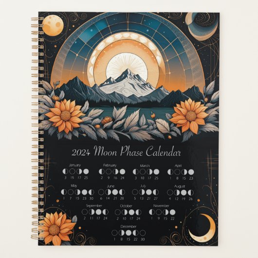 2024 Moon Phase Cycle Agenda Planner Notitieboek (Voorkant)