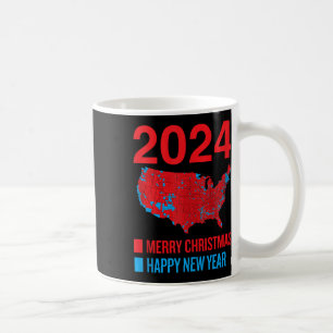 2024 Nauwkeurige Verkiezingskaart Vrolijk Kerstfee Koffiemok