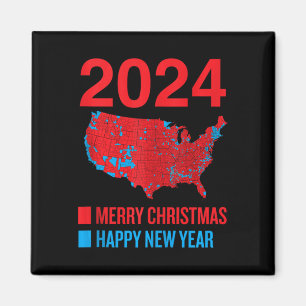 2024 Nauwkeurige Verkiezingskaart Vrolijk Kerstfee Magneet