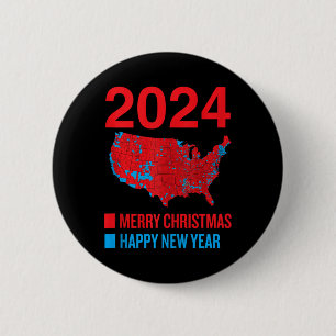 2024 Nauwkeurige Verkiezingskaart Vrolijk Kerstfee Ronde Button 5,7 Cm