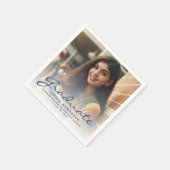 2024 Navy Blauw Script Foto Graduation Party Servet (Hoek)