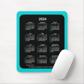 2024 Neon 52 weken ISO-kalender door Janz Two Tone Muismat (Met muis)