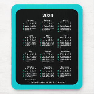 2024 Neon 52 weken ISO-kalender door Janz Two Tone Muismat