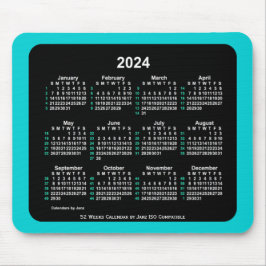 2024 Neon 52 weken ISO-kalender door Janz Two Tone Muismat