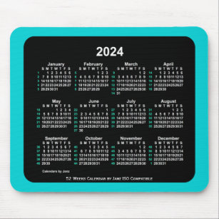 2024 Neon 52 weken ISO-kalender door Janz Two Tone Muismat