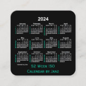 2024 Neon 52 weken ISO-kalender door Janz Vierkante Visitekaartje (Voorkant)