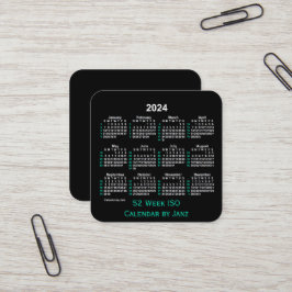 2024 Neon 52 weken ISO-kalender door Janz Vierkante Visitekaartje
