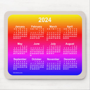 2024 Neon Rainbow-kalender van Janz Two Tone Muismat